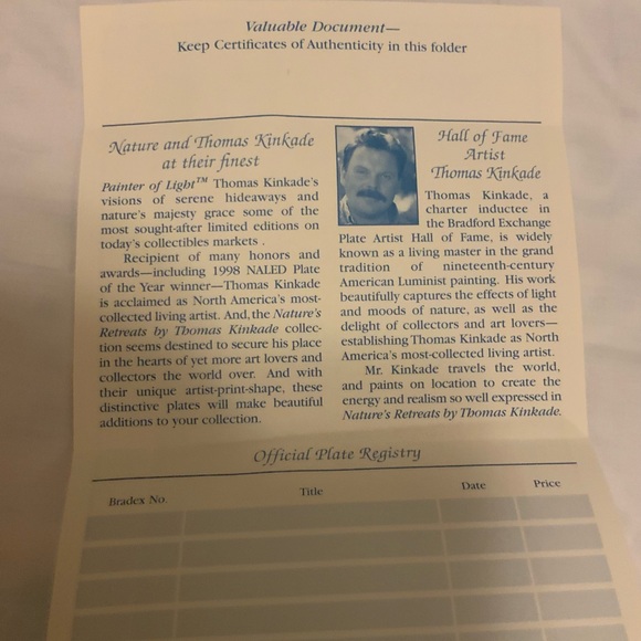 Set of 9 Thomas Kinkade - Nature’s Retreat collectible plates - Picture 10 of 16